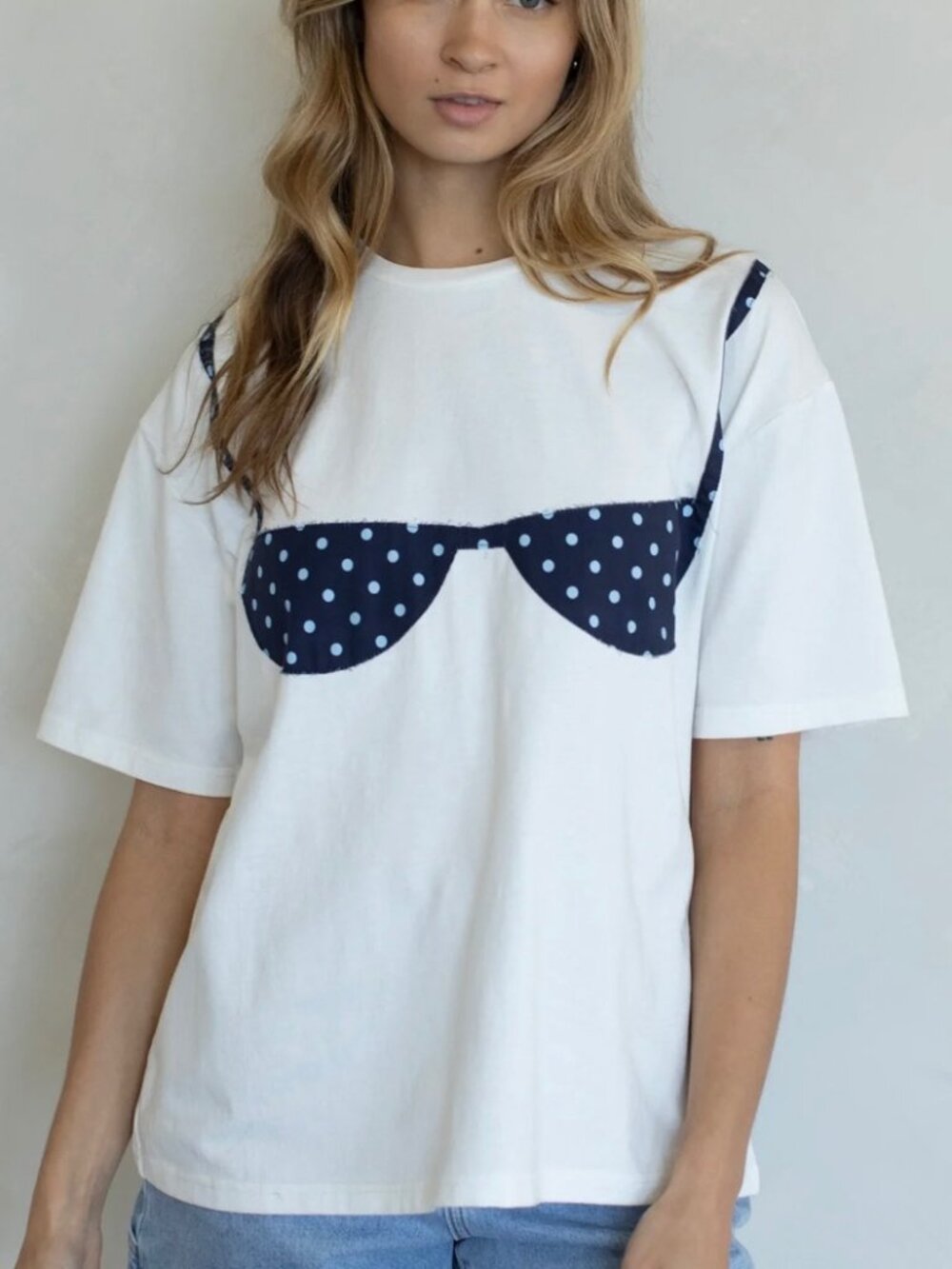 Things Between Trompe L'oeil Polka Dot Bra Tee Size L